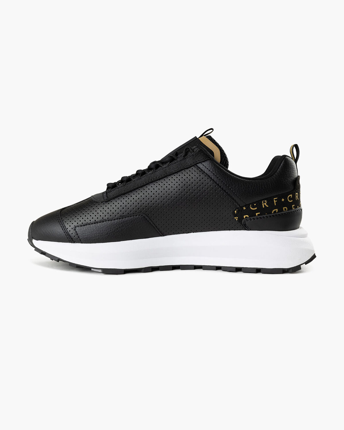 Subutai - Perforated Soft Leather/Tumbled, Black/Gold, hi-res