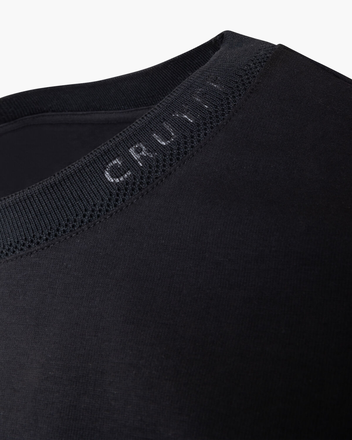 Debossed Collar Tee, Black, hi-res