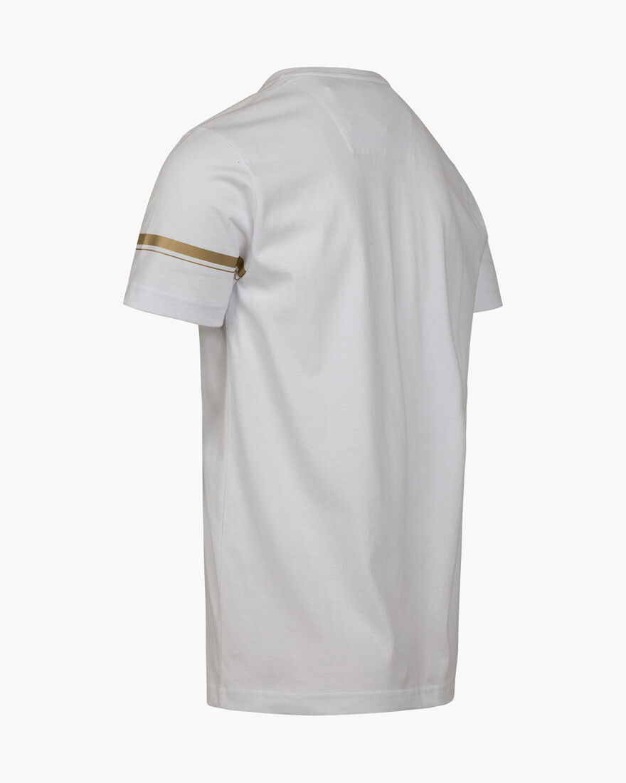 Ezra Tee - 100% Cotton, White/Gold, hi-res