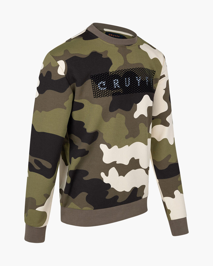Camo Sweater  - 65% Cotton 35% Polyester, Army green, hi-res