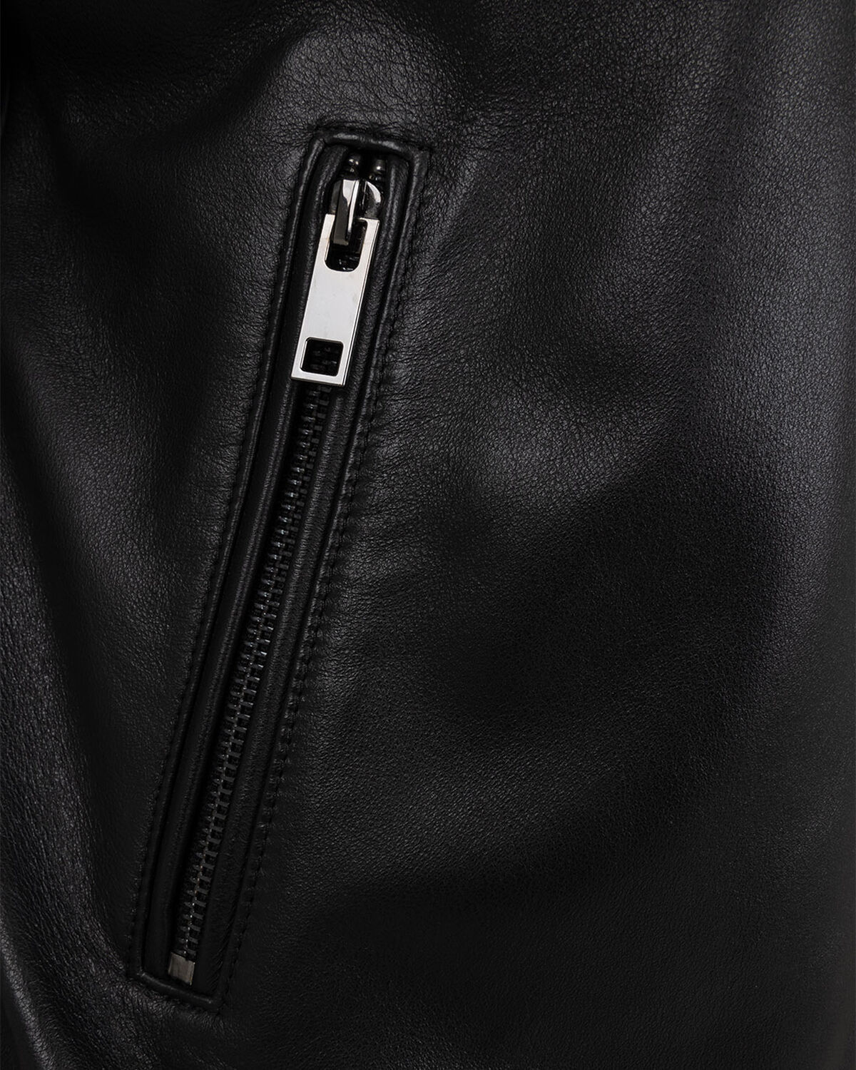 Dante Leather Harrington Jacket, Black, hi-res