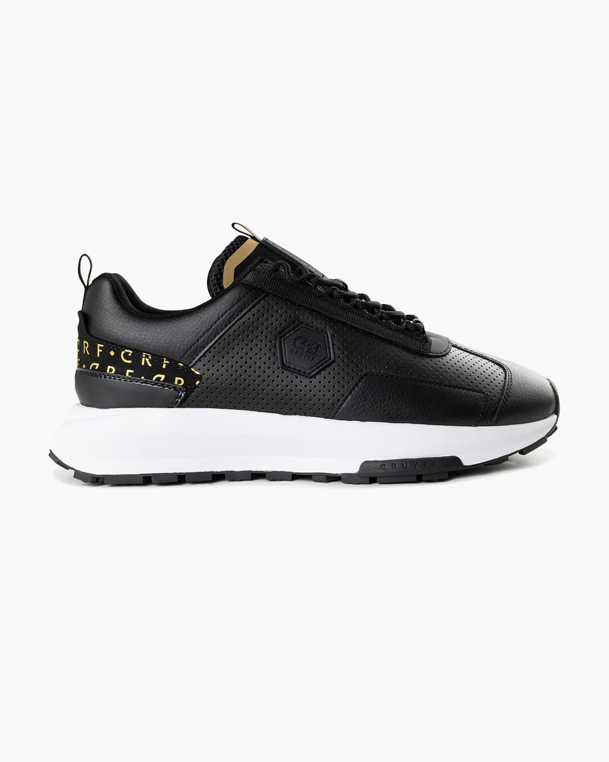 Subutai - Perforated Soft Leather/Tumbled, Black/Gold, hi-res