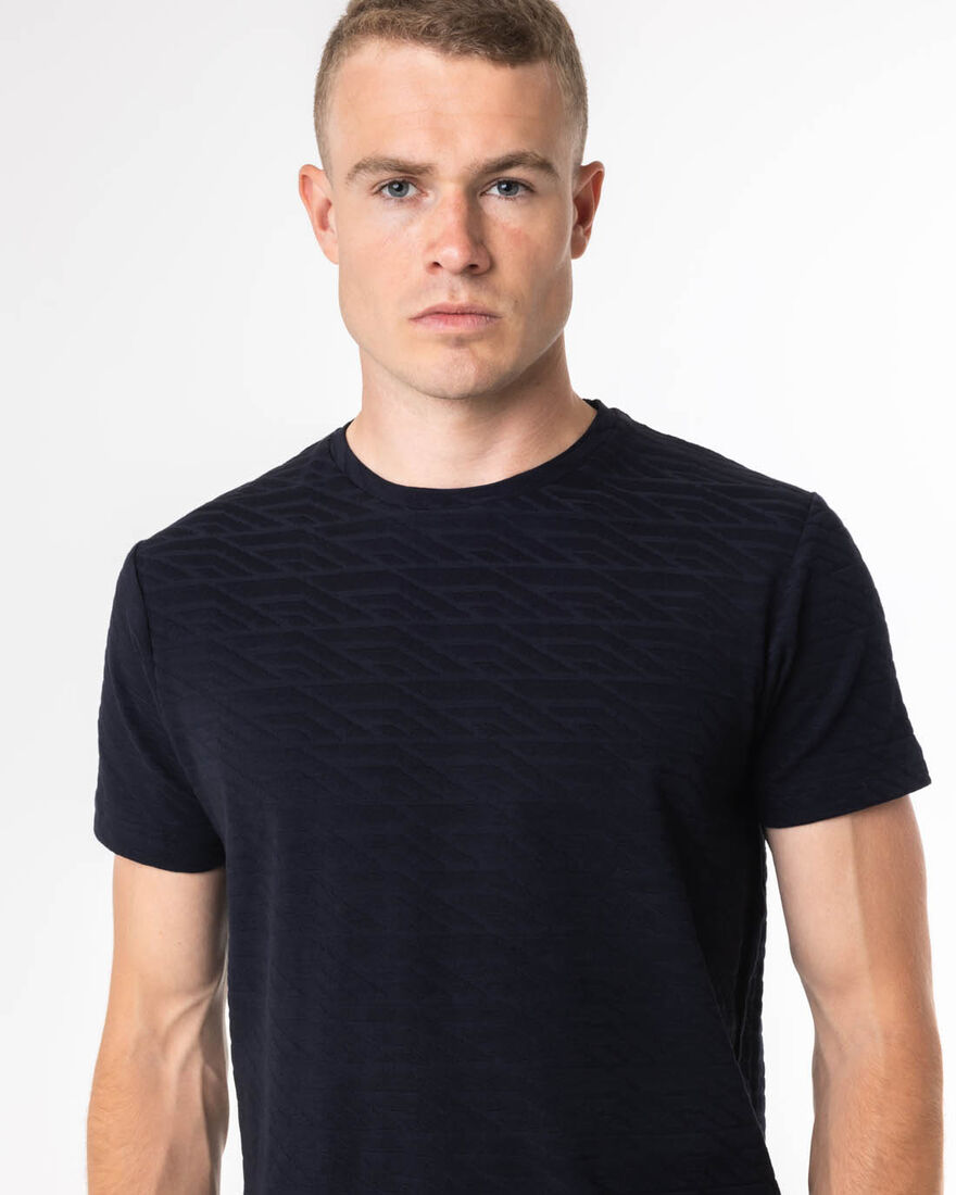 Casco Jacquard Tee  - Cotton, Navy, hi-res