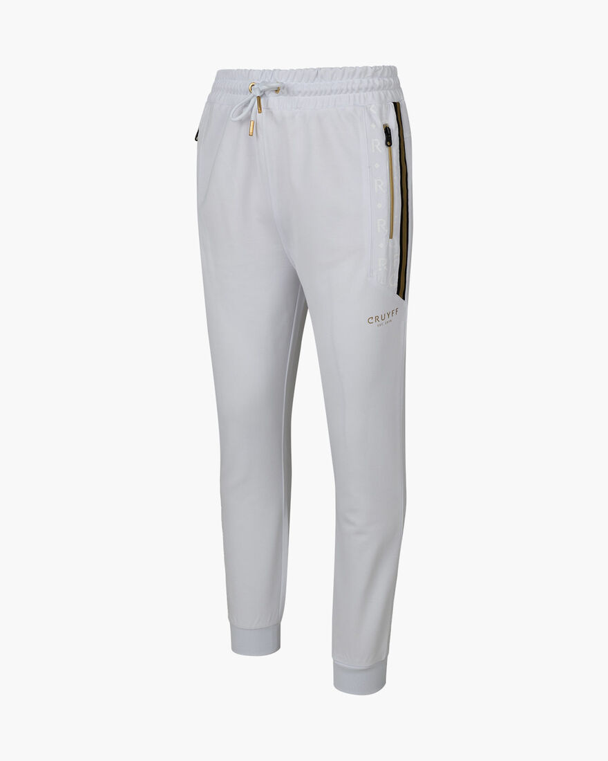 Gregory Track Pants - 65% Polyester 35 % Cotton, White/Gold, hi-res