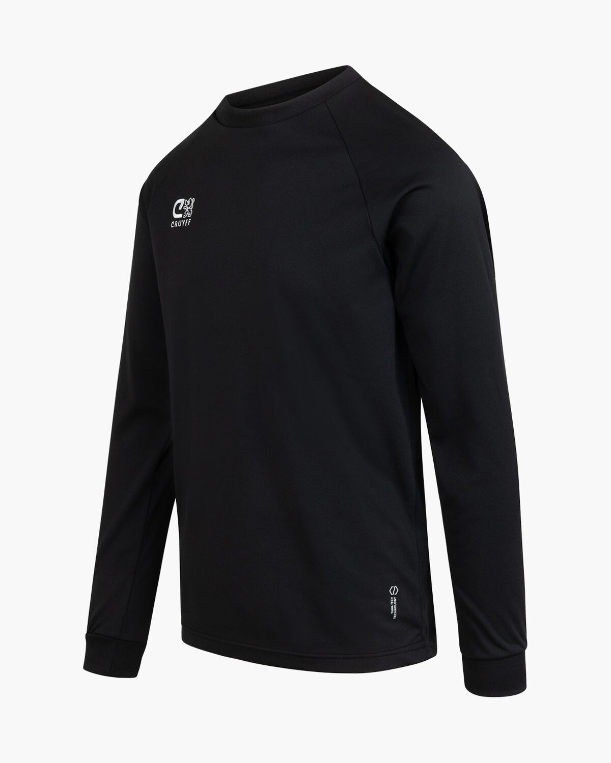 Cruyff Turn Tech Crew Top Senior, Black/White, hi-res