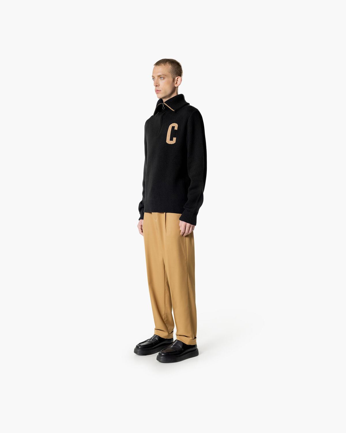 Half Zip C- Knit, Black, hi-res
