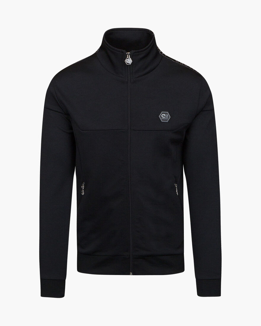 Valentini Track Top - Black/Silver - 65% Polyester, Black, hi-res