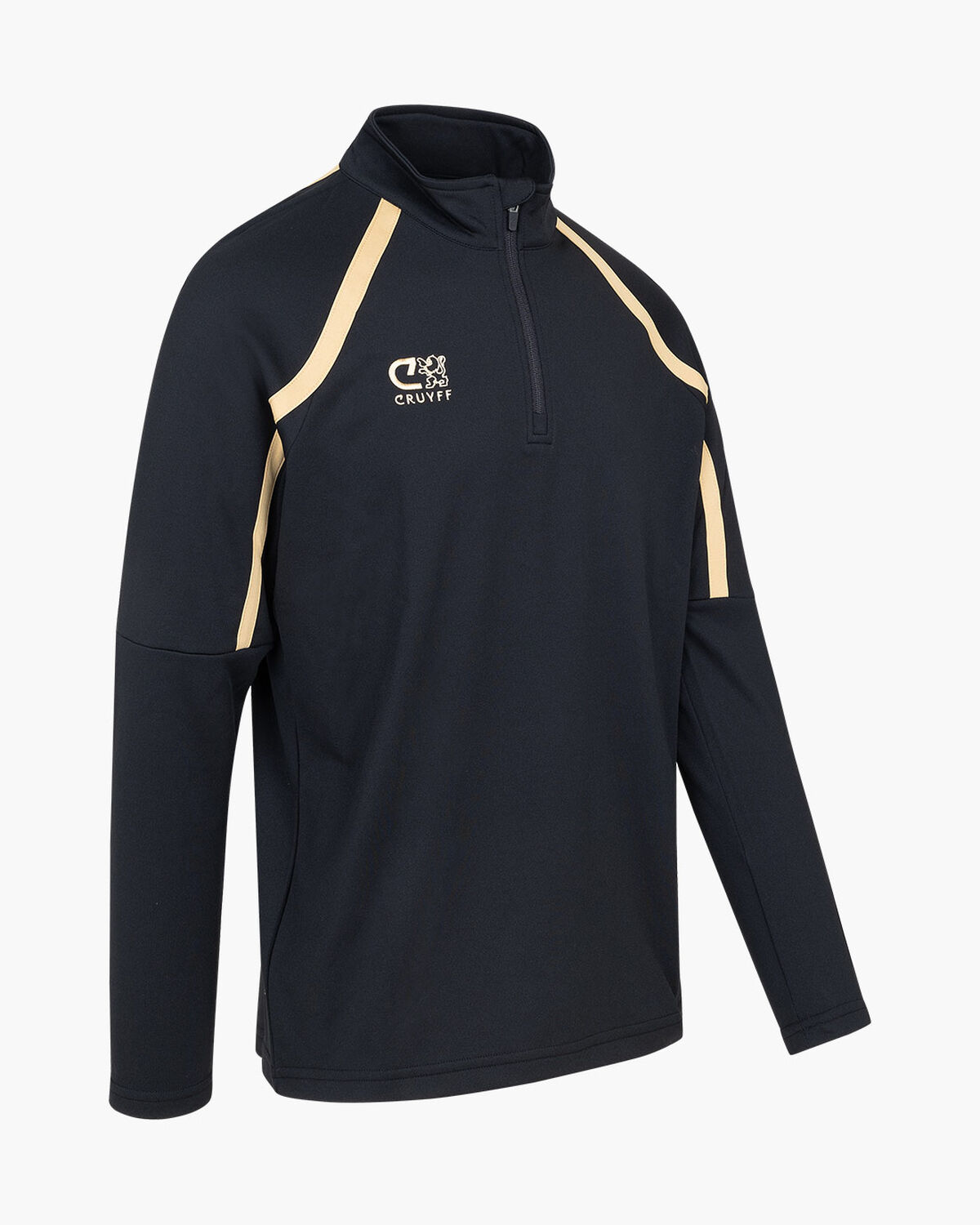 Cruyff Tech Turn Half Zip Seni, Black/Gold, hi-res