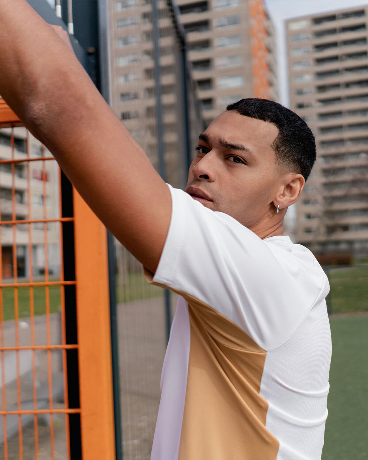 Cruyff Tech Turn Shirt Senior, White/Gold, hi-res