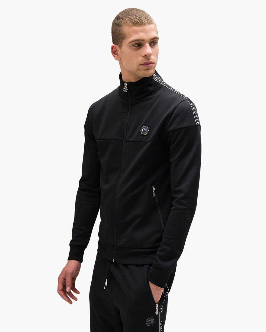 Valentini Track Top - Black/Silver - 65% Polyester, Black, hi-res