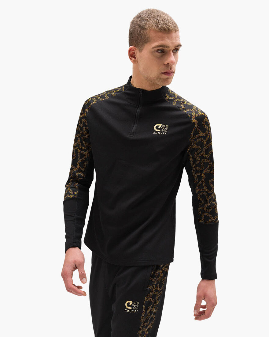 Rosario Half-zip Track Suit - Black/Gold - 100% Po, Black/Gold, hi-res