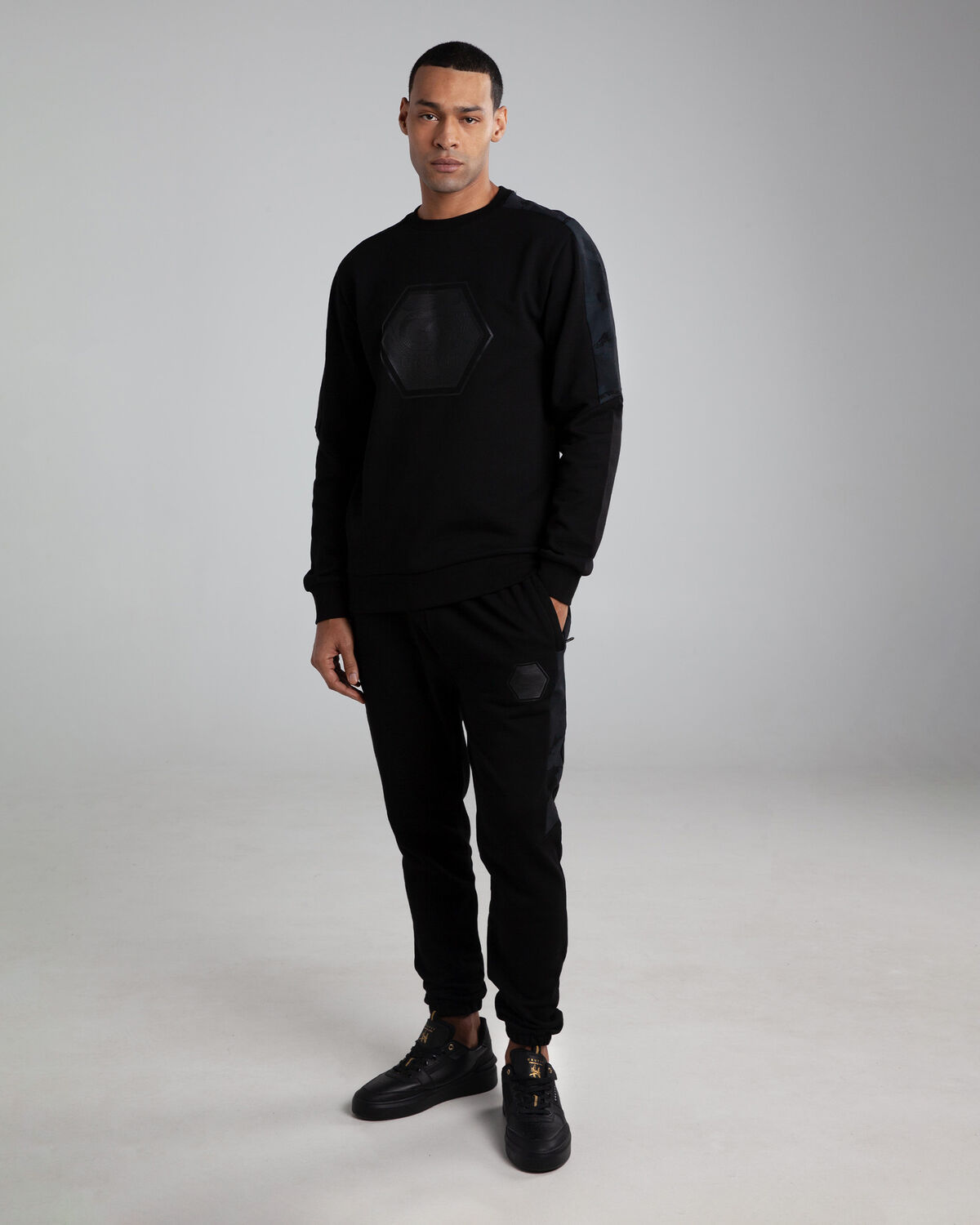 Absent Camo Sweater, Black, hi-res