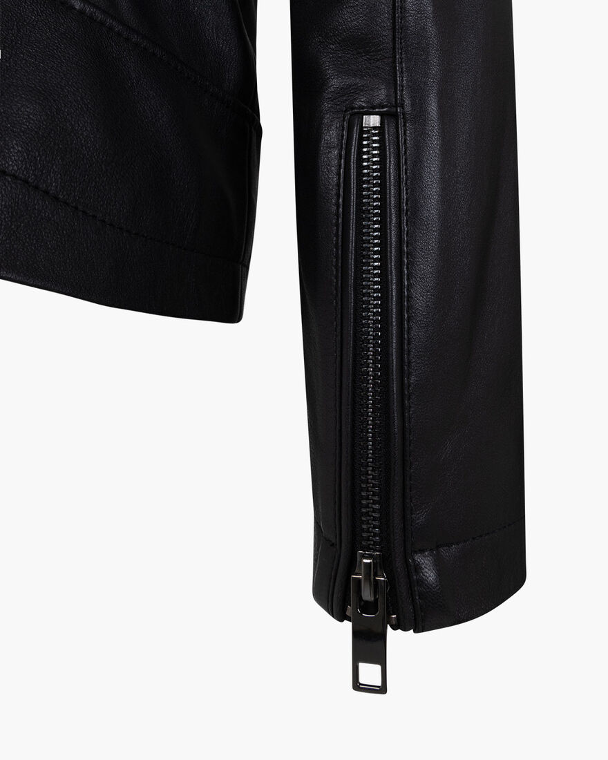 Cristobal Leather Biker Jacket - Leather, Black, hi-res