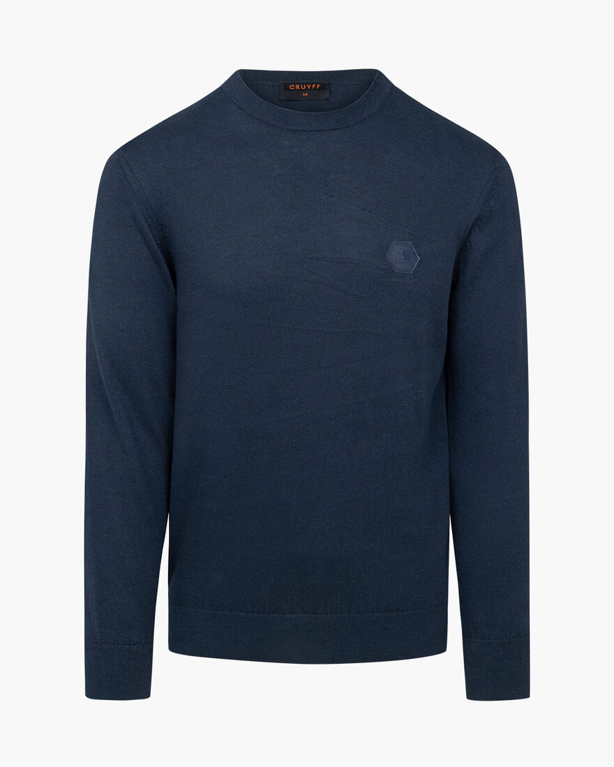 Basco Jumper - Cotton, Navy, hi-res