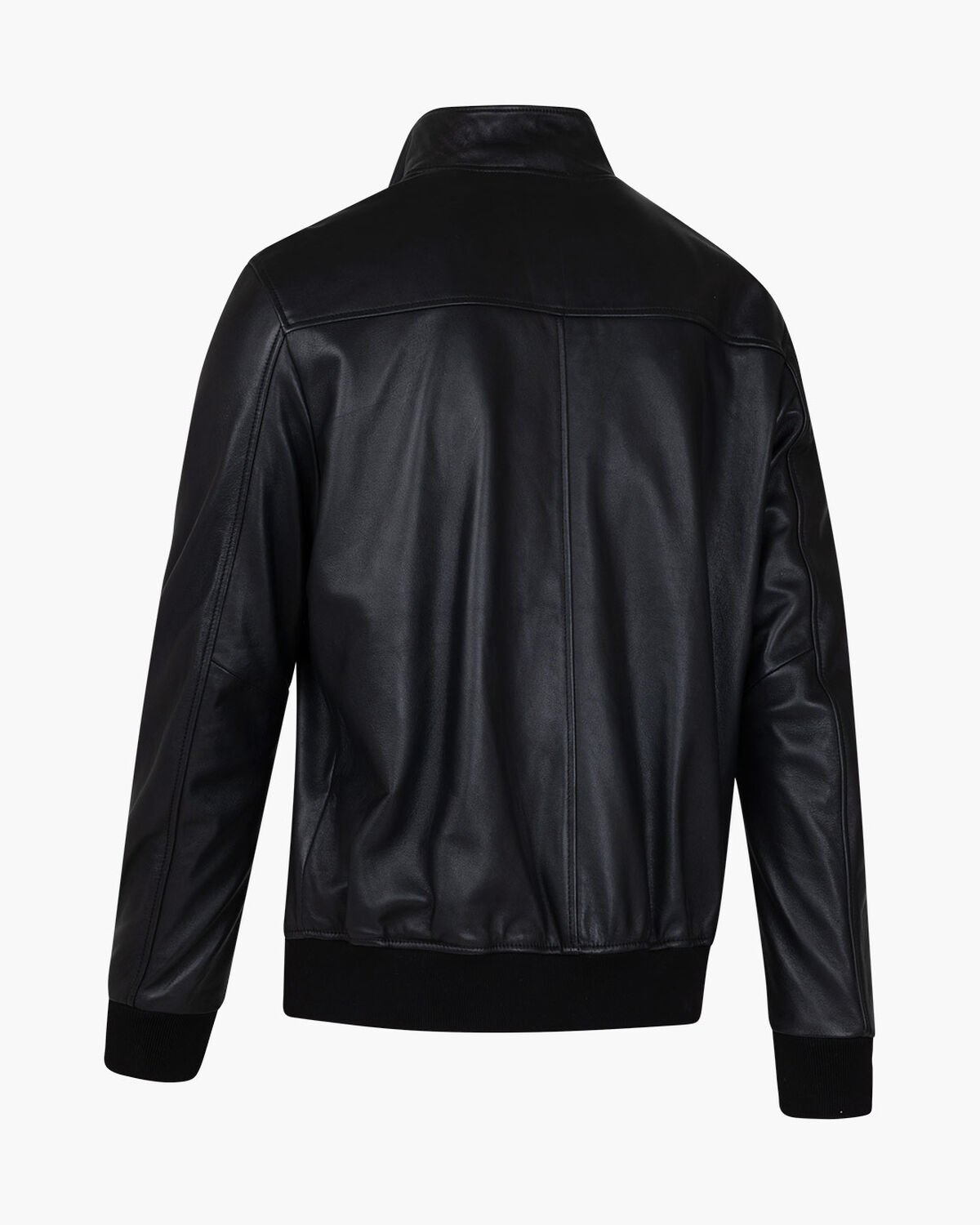 Dante Leather Harrington Jacket, Black, hi-res