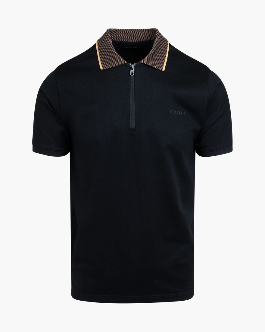 Chain Repeat Polo SS, Black/Gold, hi-res