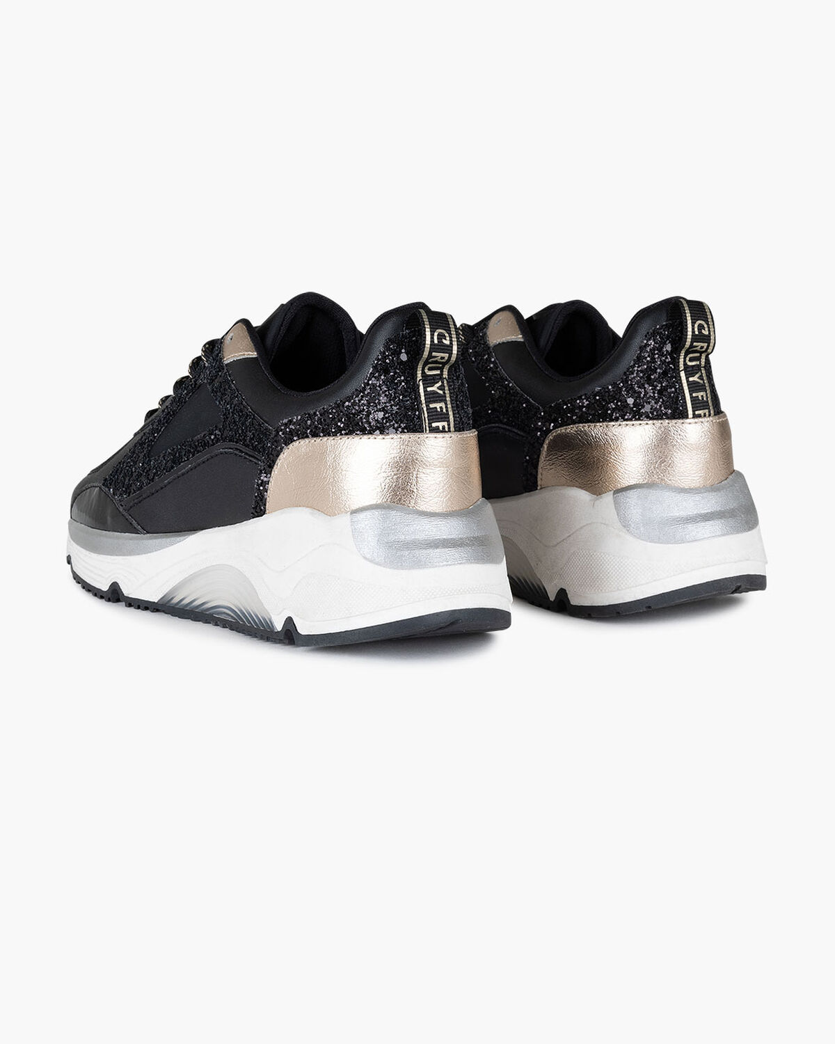 Cruz - Soft Leather/Nylon/Glitter Stone Textile, Black, hi-res