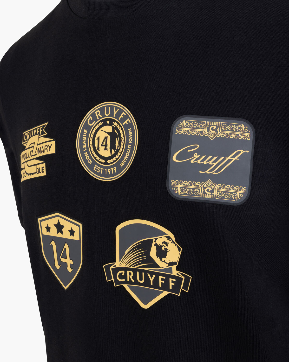 Badge Tee, Black/Gold, hi-res