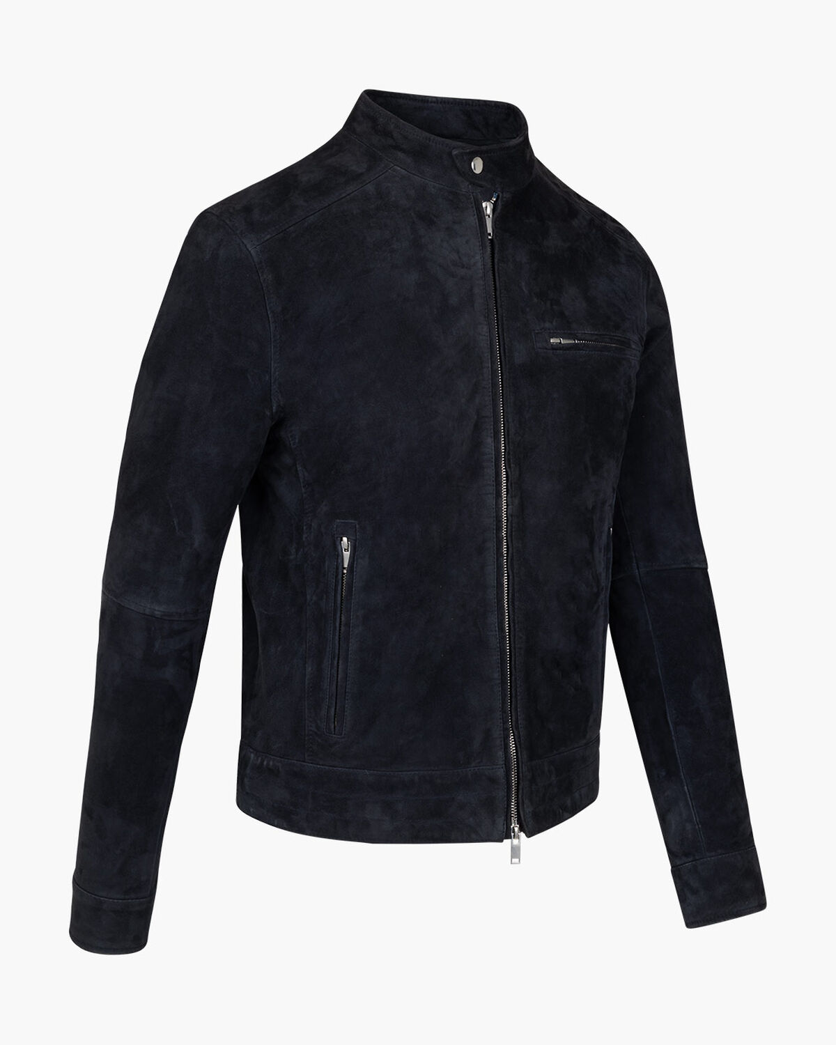 Esteban Suede Biker Jacket, Navy, hi-res