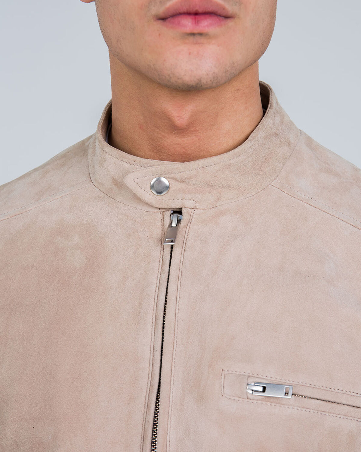 Esteban Suede Biker Jacket, Crème, hi-res
