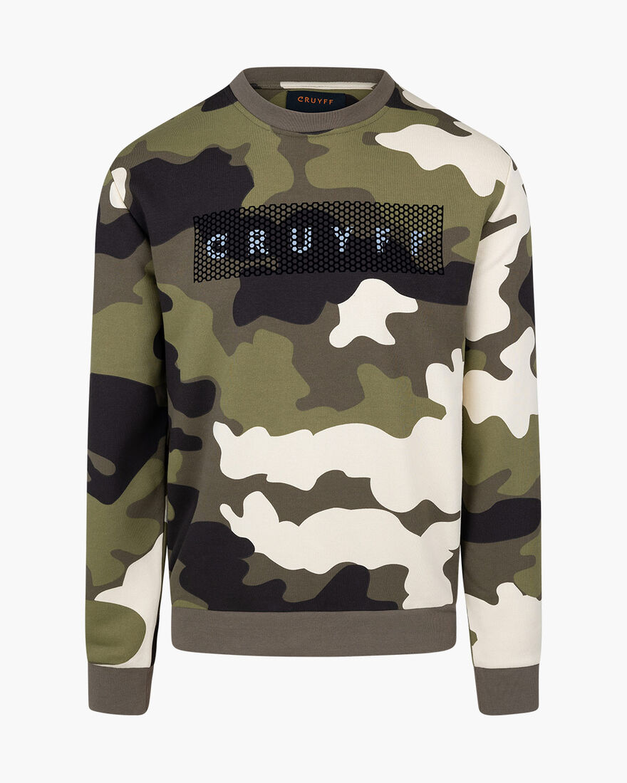 Camo Sweater  - 65% Cotton 35% Polyester, Army green, hi-res