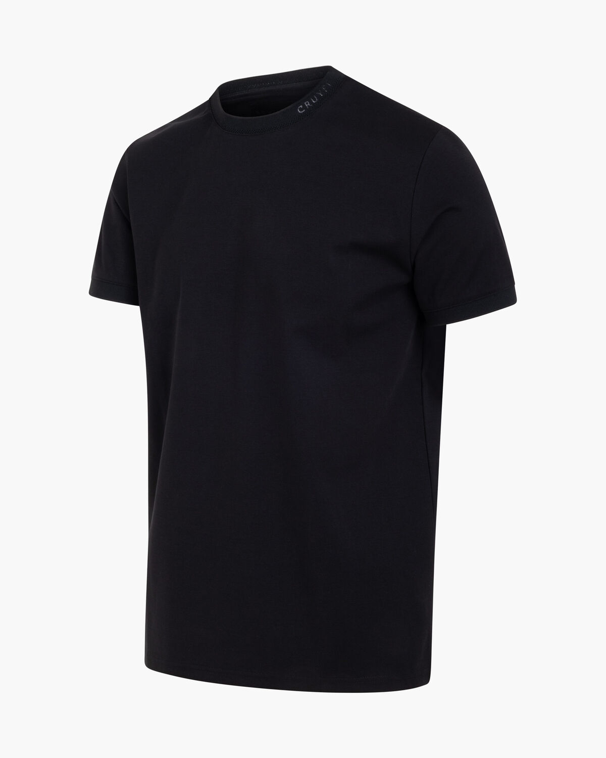 Debossed Collar Tee, Black, hi-res