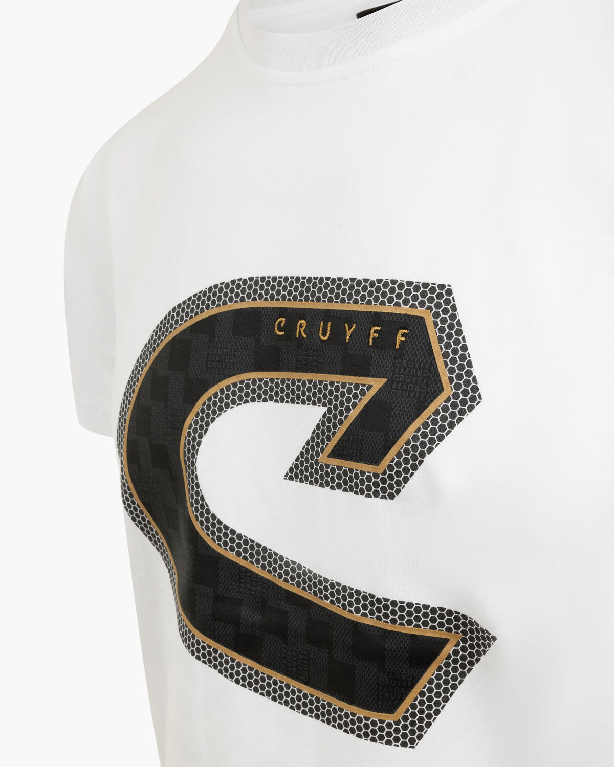 Fuzeknit C-Logo Tee, White/Gold, hi-res