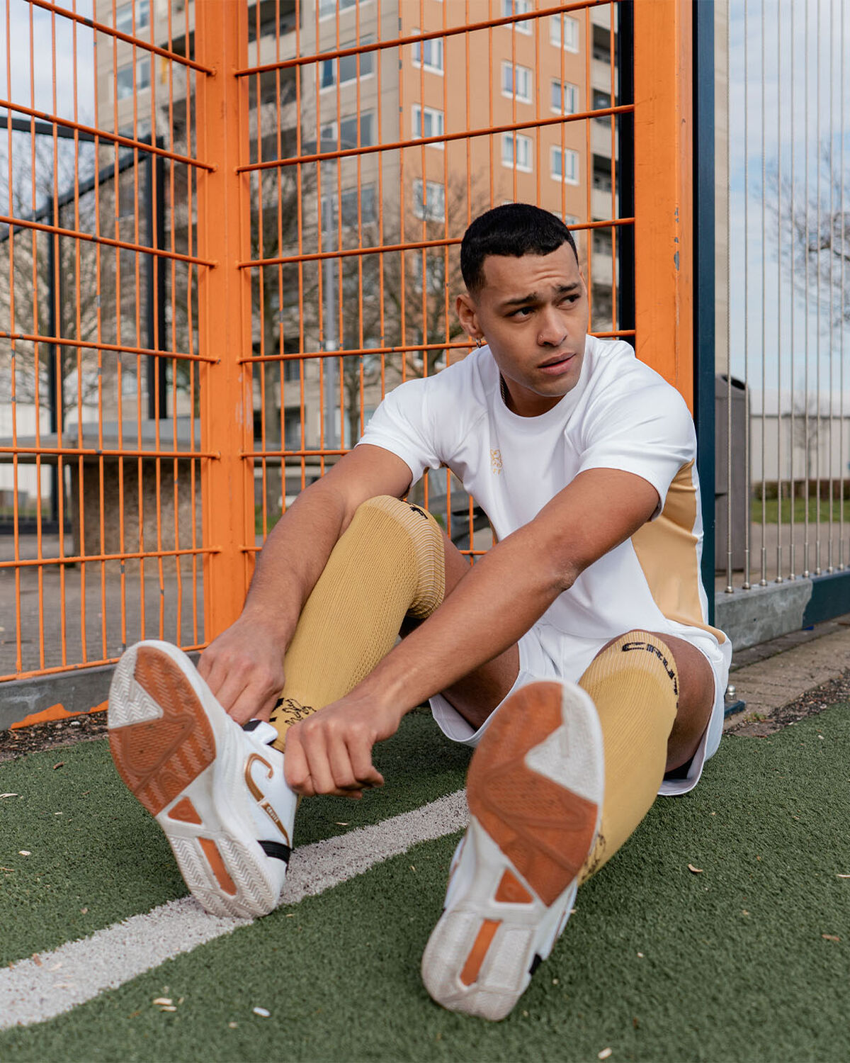 Cruyff Tech Turn Shirt Senior, White/Gold, hi-res