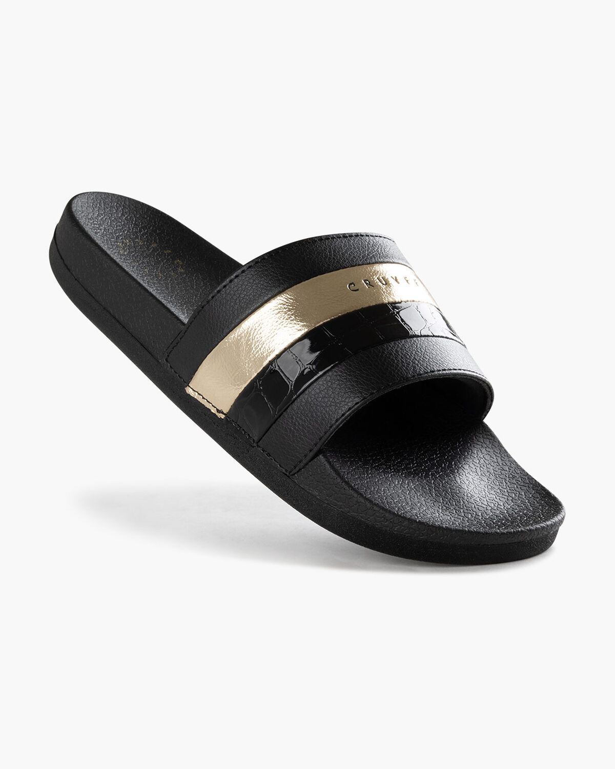 Aqua Copa BCN - Croco Patent/Tumbled/Metallic, Black/Gold, hi-res