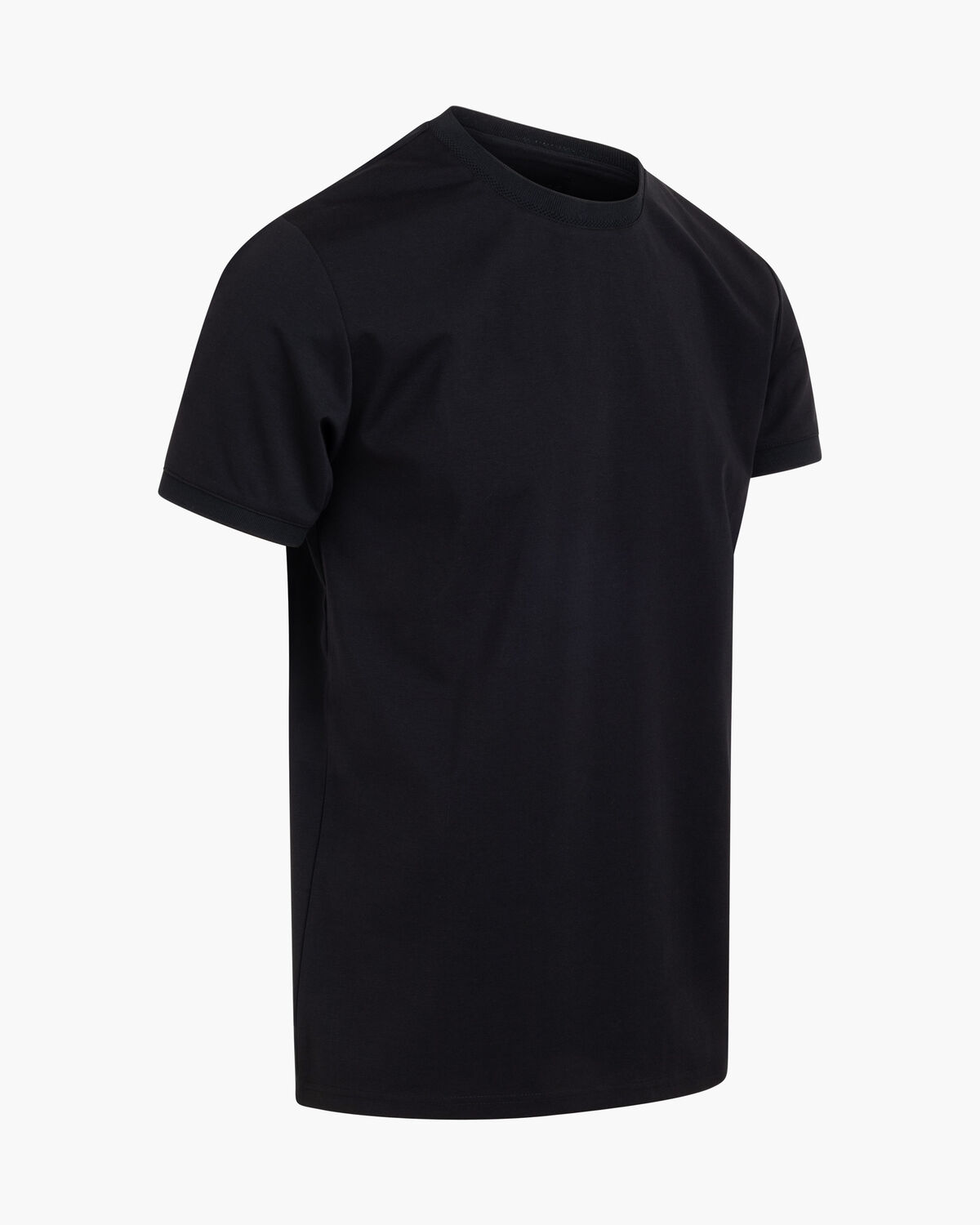 Debossed Collar Tee, Black, hi-res