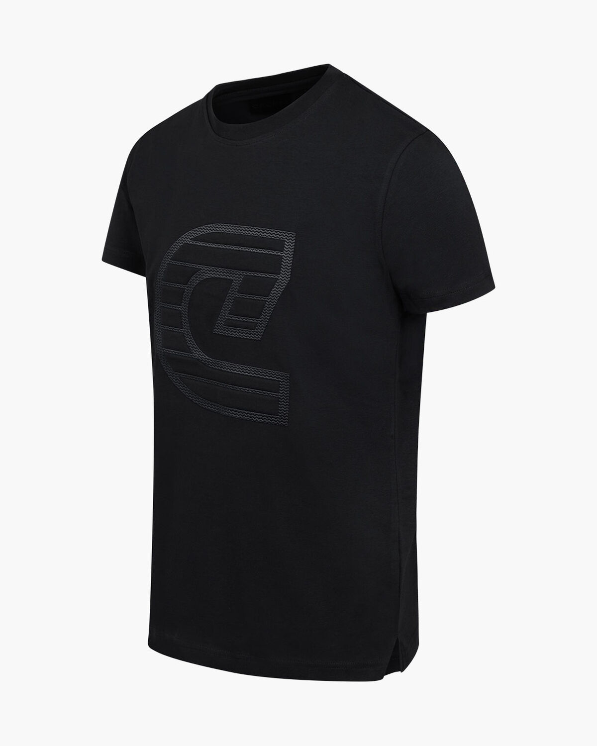 C-logo Herringbone Tee, Black, hi-res
