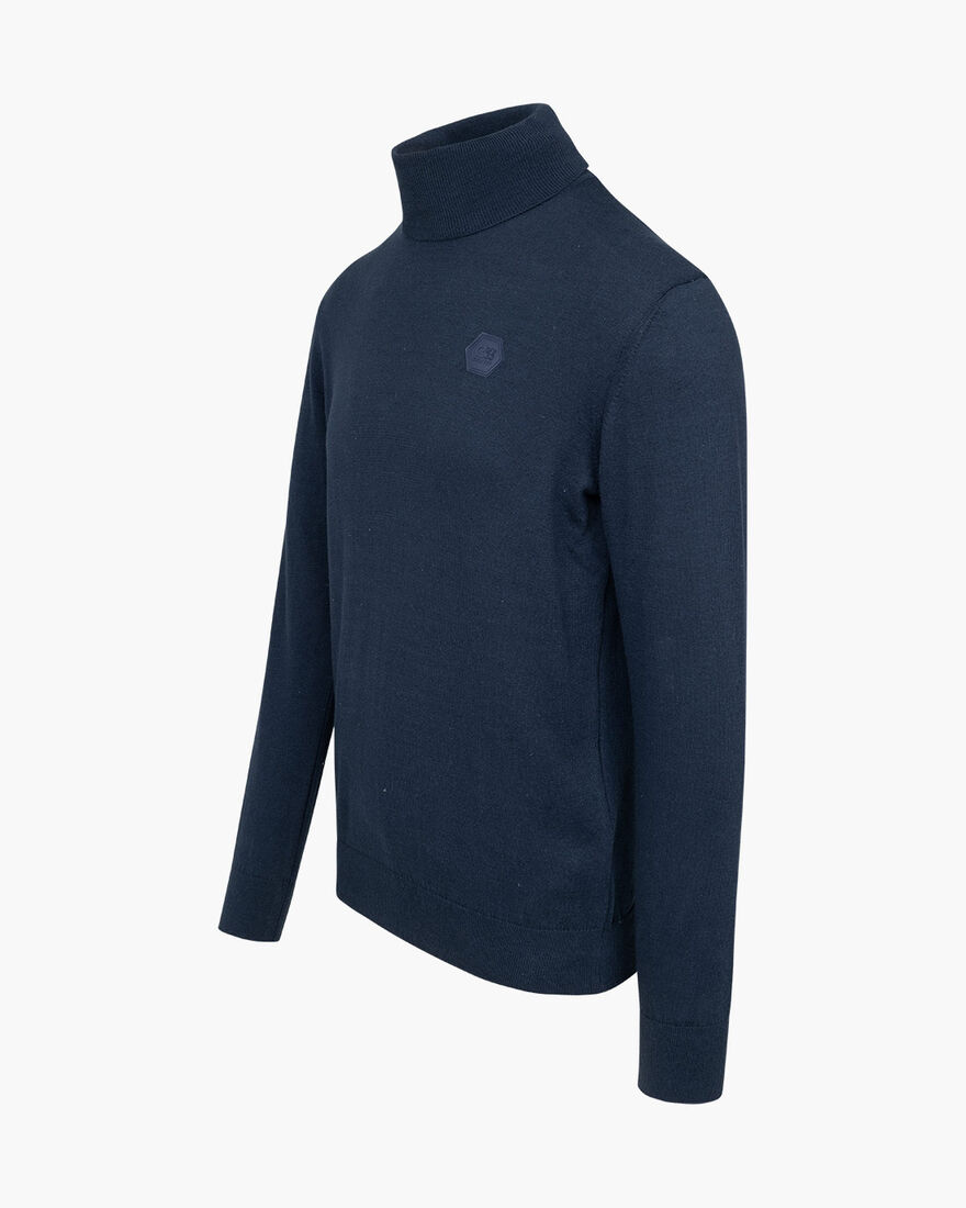 Basco Turtle Neck - Cotton, Navy, hi-res