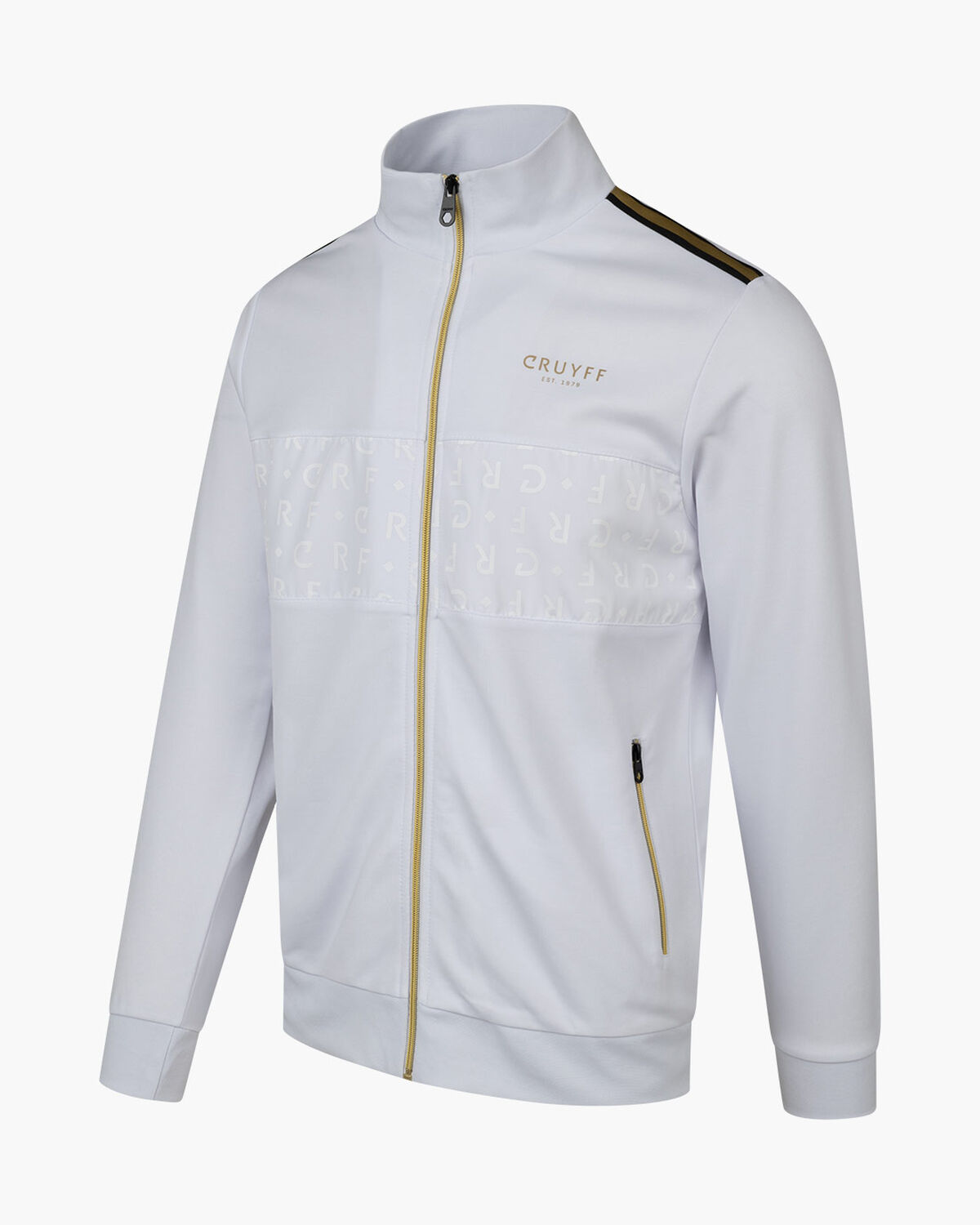 Gregory Track Top - 65% Polyester 35 % Cotton, White/Gold, hi-res