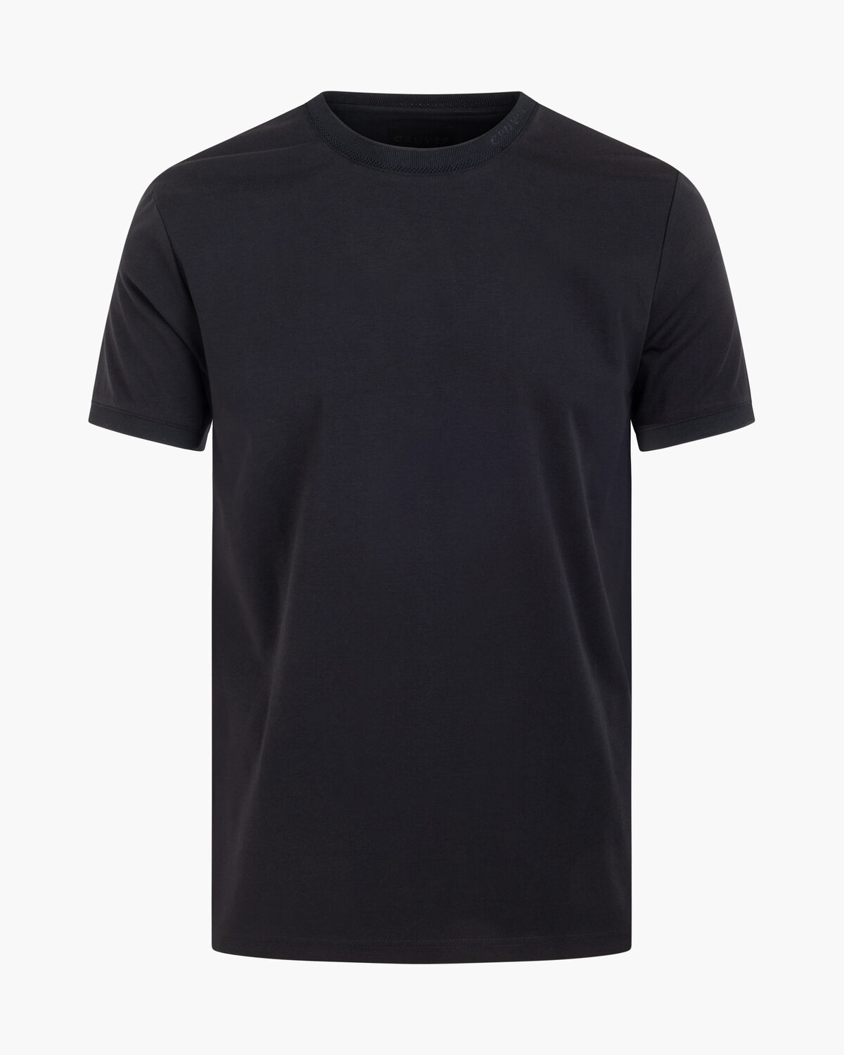 Debossed Collar Tee, Black, hi-res