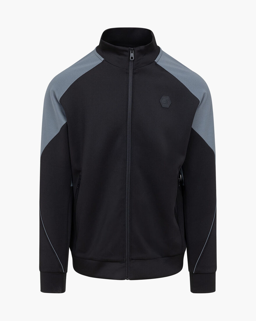 Zayne Scuba Track Top - 95% Polyester 5% Elastane, Black, hi-res