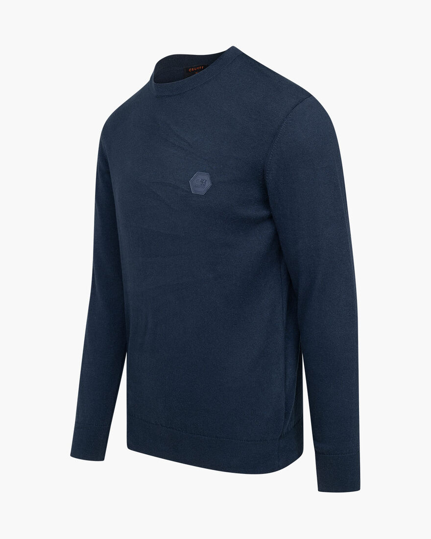 Basco Jumper - Cotton, Navy, hi-res