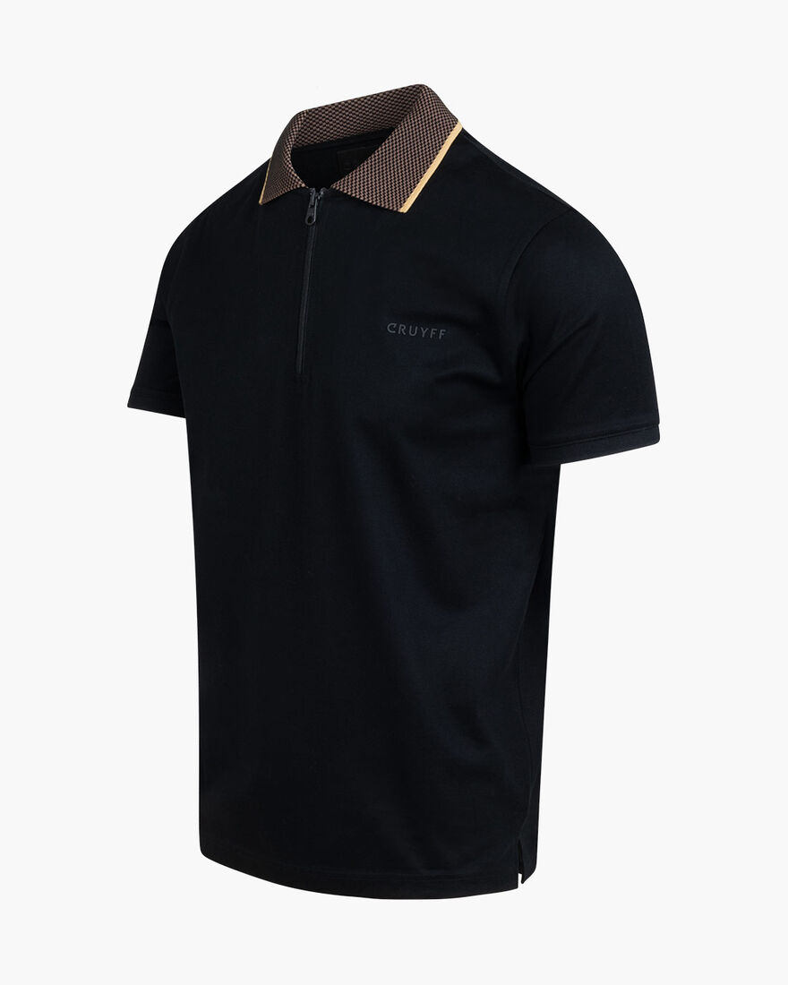 Chain Repeat Polo SS, Black/Gold, hi-res