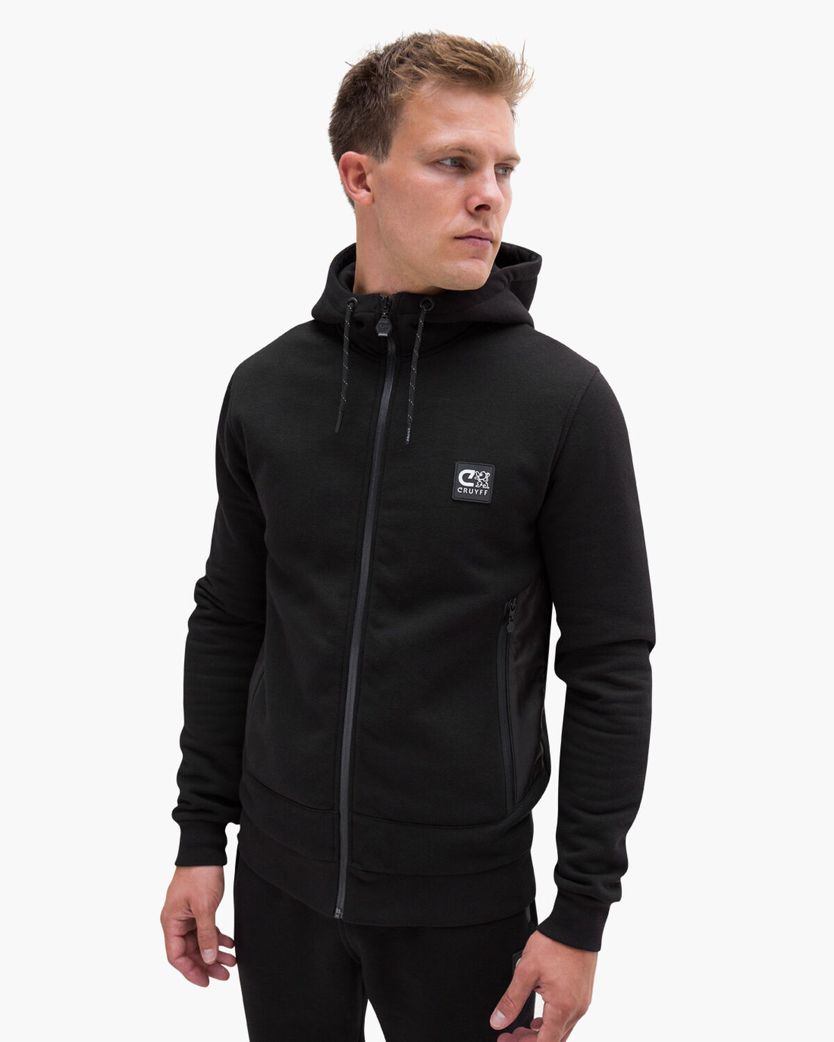 Bassa zip-thru hood, Black, hi-res