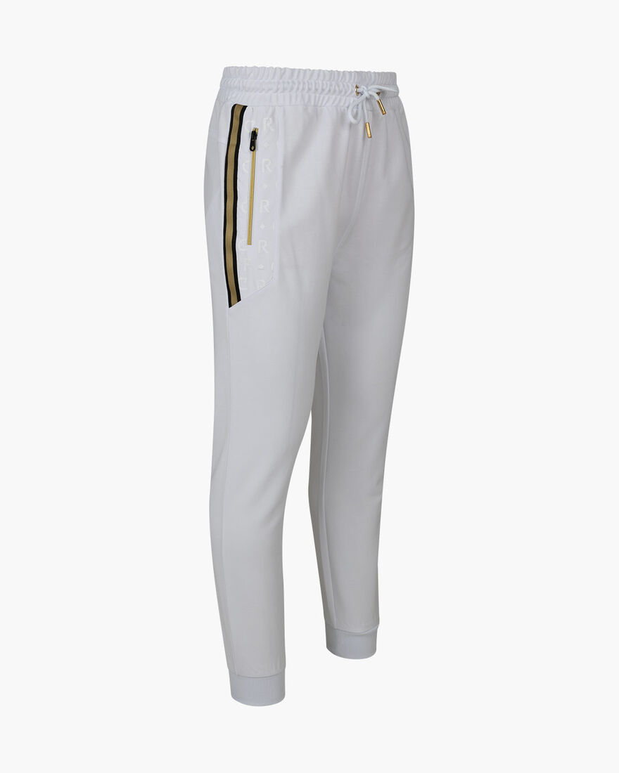 Gregory Track Pants - 65% Polyester 35 % Cotton, White/Gold, hi-res