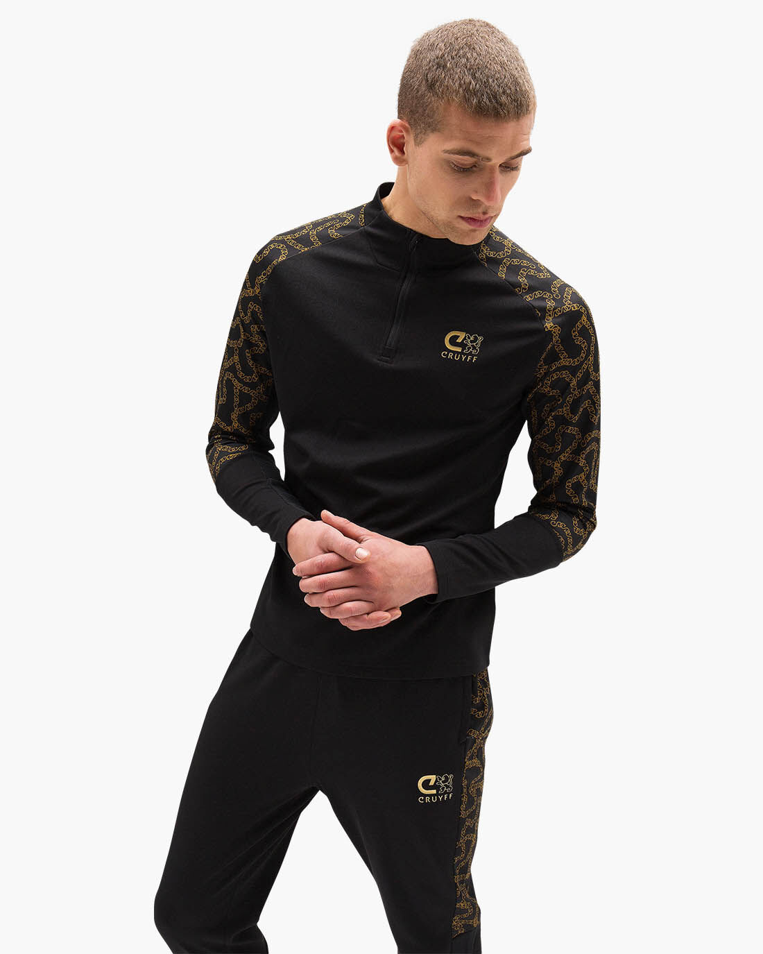 Black and gold tracksuit on sale