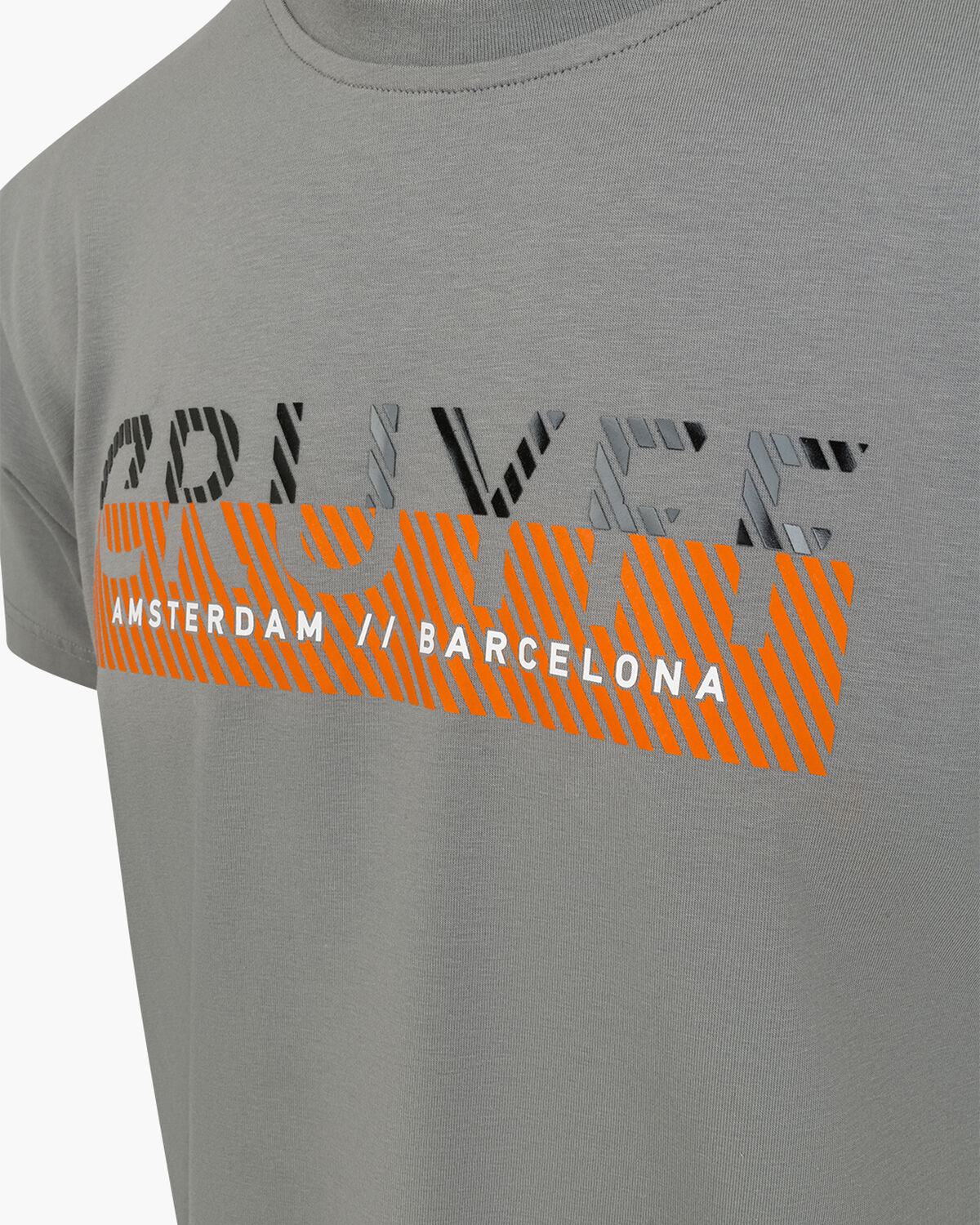 Glossy Chest Print Tee, Black/Grey, hi-res