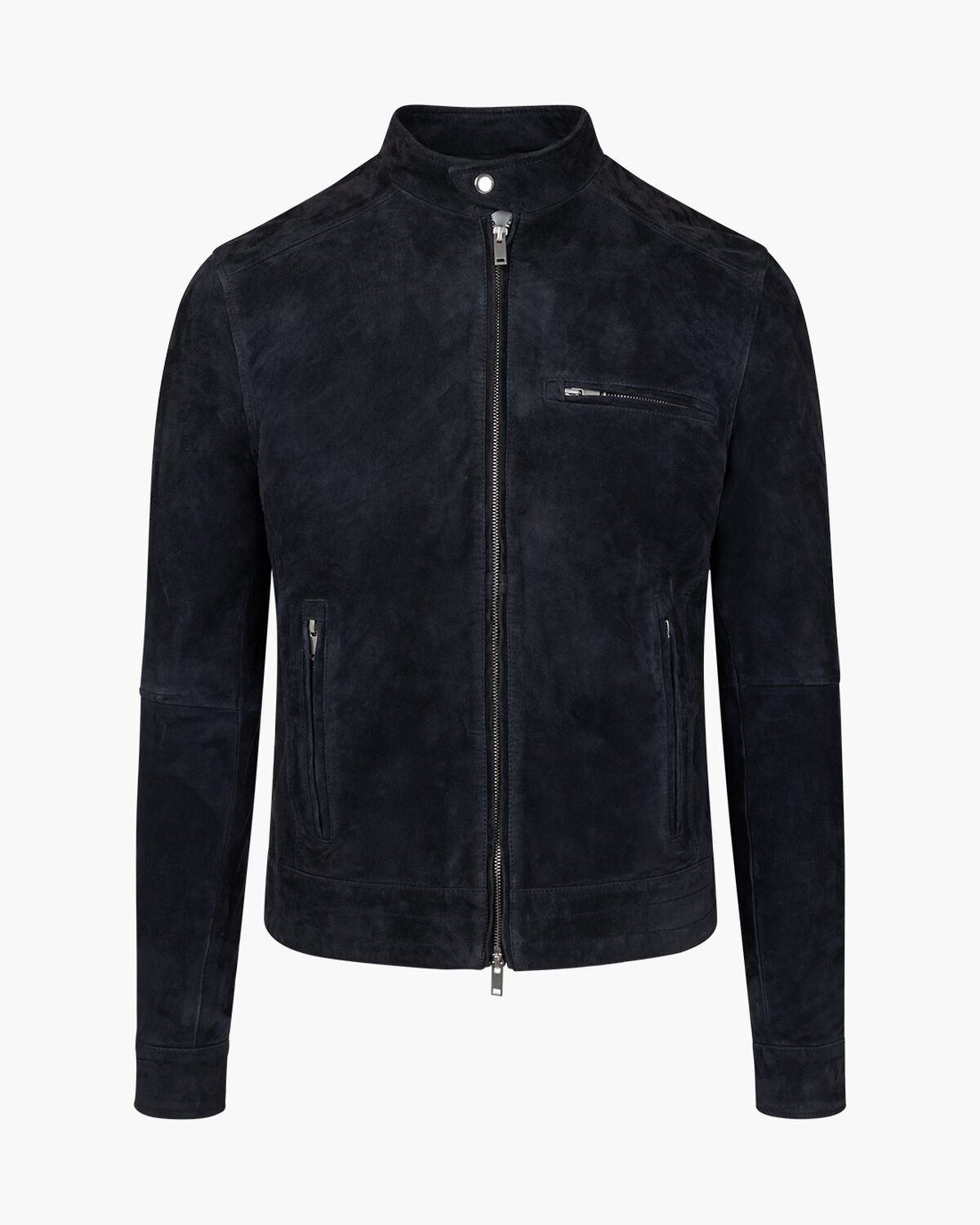 Esteban Suede Biker Jacket, Navy, hi-res