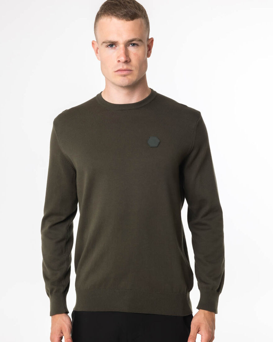 Basco Jumper - Cotton, Green, hi-res
